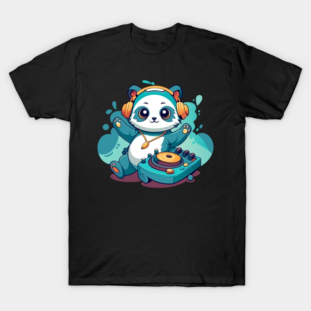 cute panda playing dj music T-Shirt by Shapwac12